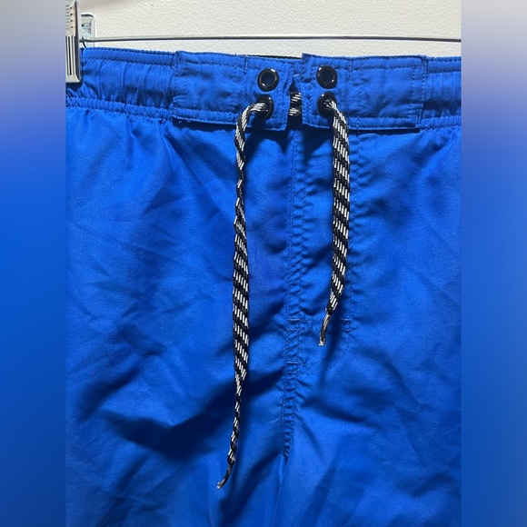 Nike Mens Medium Swim Trunks Adult Mesh Lined Blue Black Drawstring - Picture 2 of 6